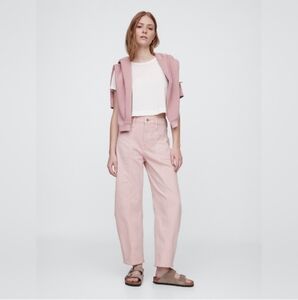 Gap Gap High Rise Seamed Barrel Jeans Dull Rose Pink